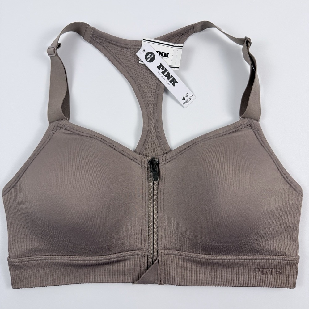 Victoria's Secret PINK Seamless Air Front Close High-Impact Taupe Sports Bra S
